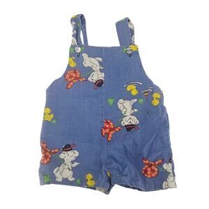 Vintage 70's Holly Hobby Denim Print Overall Bib Shortalls Toddler Girl 4T 4028